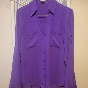 Express Purple Button-Down Blouse
